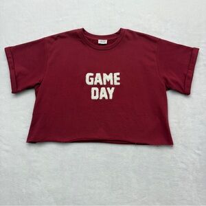 Le Lis Burgundy Cropped Game Day Tee Women’s Size L